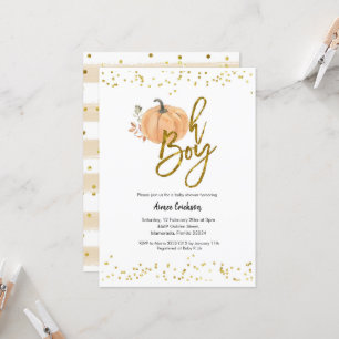 Calabaza de otoño Oh Boy Invitación de Baby Shower