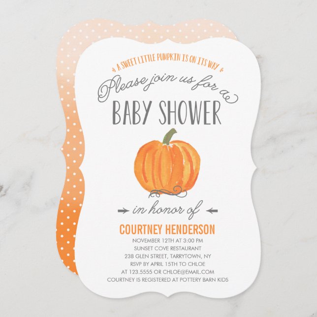 Calabaza de otoño Ombre | Invitación de Baby Showe (Anverso / Reverso)