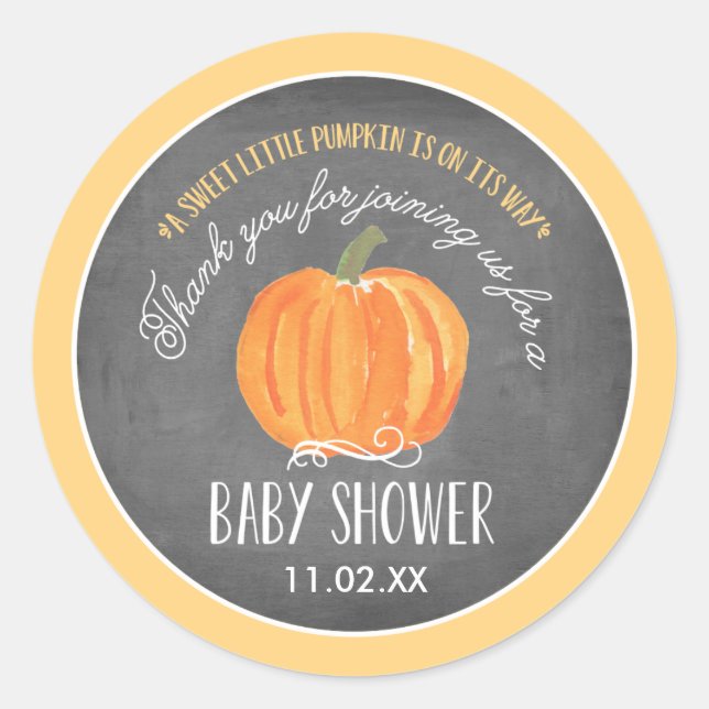 Calabaza de otoño | Pegatinas Baby Shower Favor La (Anverso)