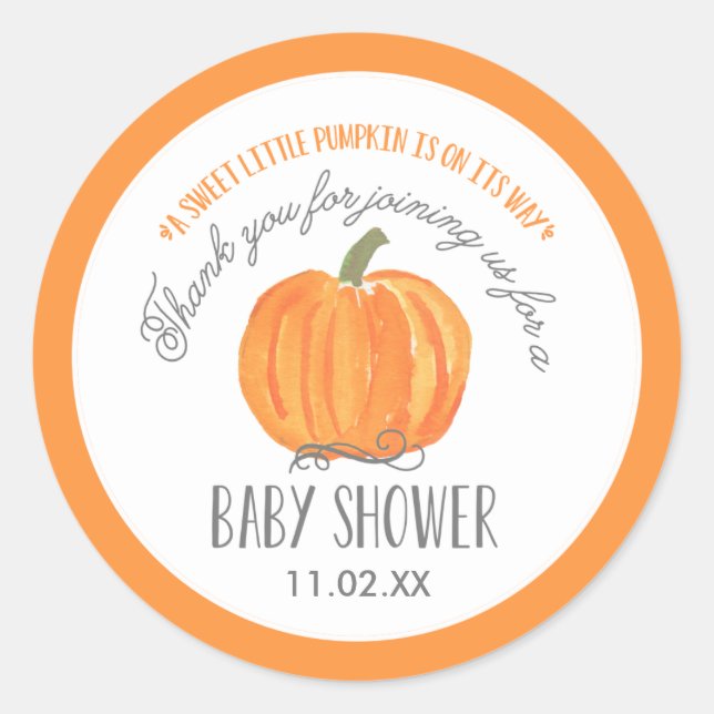 Calabaza de otoño | Pegatinas Baby Shower Favor La (Anverso)