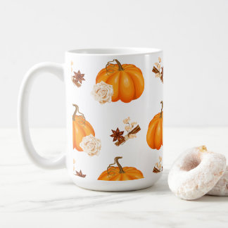 Calabaza de otoño y jarra de especias