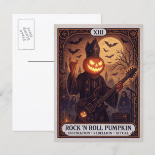 Calabaza de Rock 'N Roll Tarjeta de Halloween