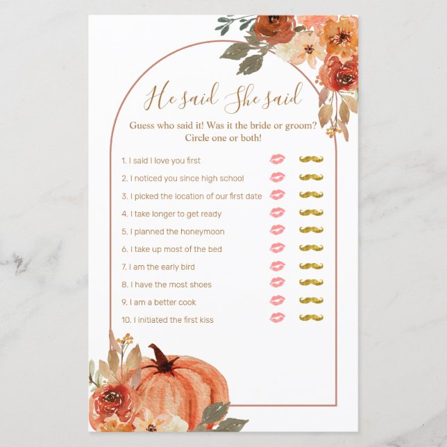 Calabaza de Terracota Dijo que dijo tarjeta de jue (Anverso)