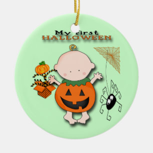 Calabaza del bebé mi 1r ornamento redondo de