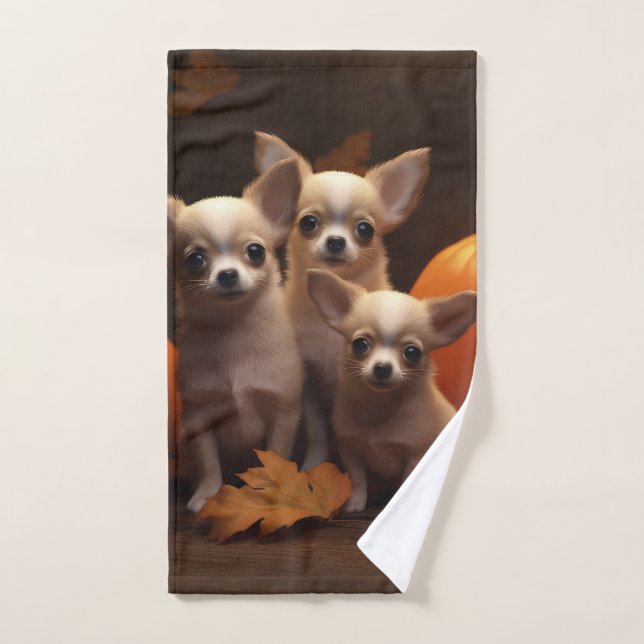 Calabaza deslumbrante de Chihuahua Puppy Autumn (Toalla de mano)