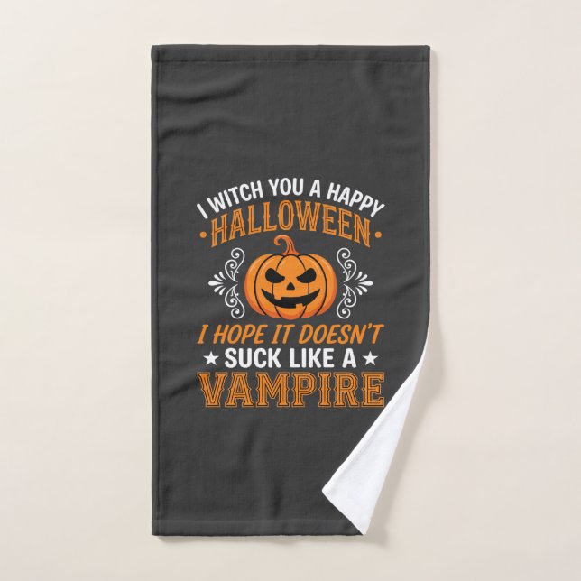 Calabaza divertida de vampiro de Halloween (Toalla de mano)