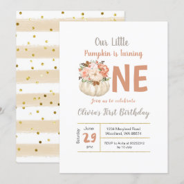 Calabaza Dorada Floral Girando 1 Invitación de cum