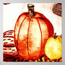 Calabaza e impresión de fruta