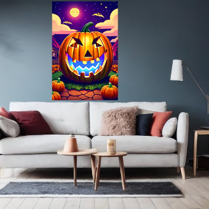 Calabaza en la noche Poster de arte de IA