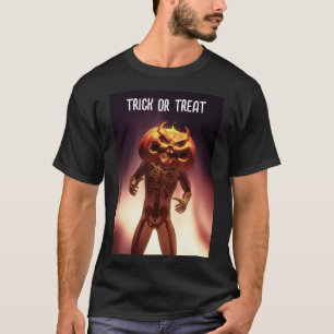Calabaza espantosa de la cabeza. Camiseta de truco