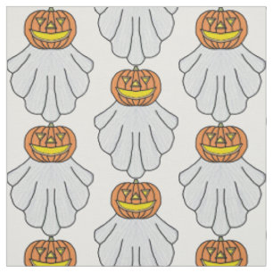 Calabaza Fantasma (blanco) - Tela de Algodón Peina