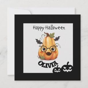 Calabaza fantasmal con gafas tarjeta Halloween