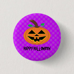 Calabaza feliz de Halloween con botón morado