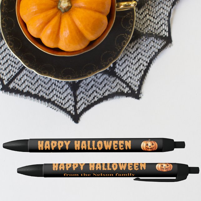 Calabaza Feliz tratamiento de Halloween Pluma Pers (🎃 Scribble in Style: Personalized Pumpkin Charm Pen! 🍬)
