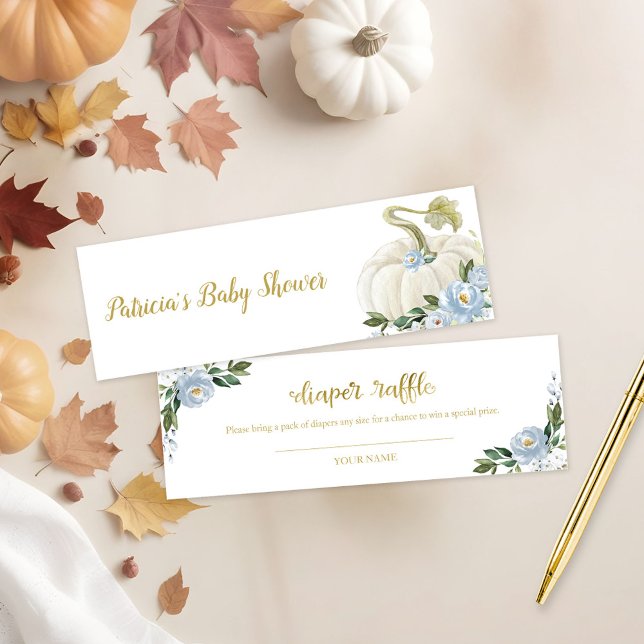 Calabaza Floral Azul Caída Baby Shower Diaper Raff (Subido por el creador)