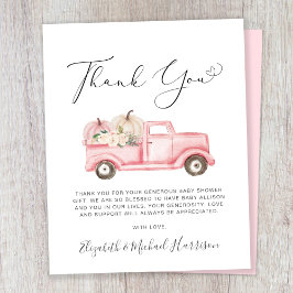 Calabaza Floral Bebé Chica Ducha Gracias Tarjeta