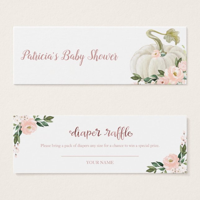 Calabaza Floral Rosa Caída Baby Shower Diaper Raff (Anverso y reverso)