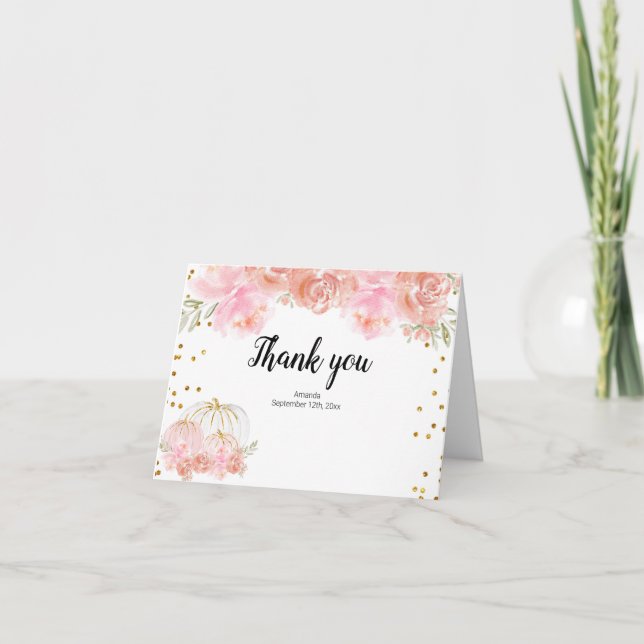 Calabaza floral Tarjeta de agradecimiento (Anverso)