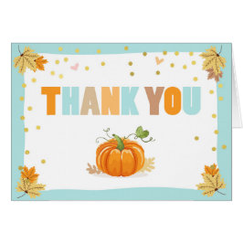 Calabaza Gracias tarjeta Blue Gold Boy otoño