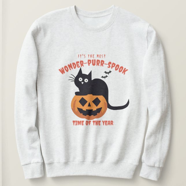 Calabaza Halloween Camisa de Gato Negro (Anverso del diseño)