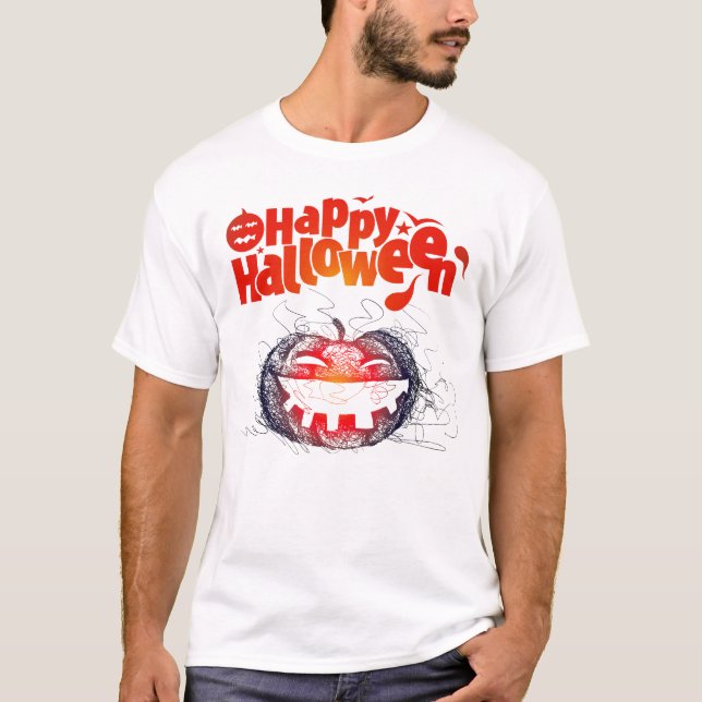Calabaza Halloween Cara hombres camisetas disfraz (Anverso)