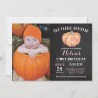Calabaza Invitación al primer cumpleaños Cartón ro
