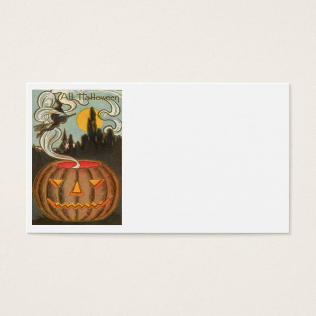 Calabaza Jack O Lantern Bruja Luna llena (Frente)