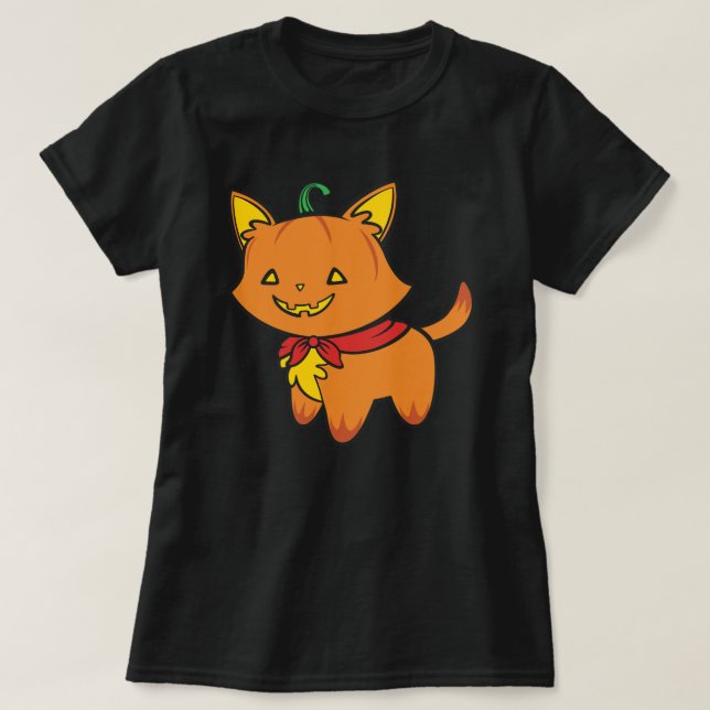 Calabaza Kitty Camiseta (Diseño del anverso)