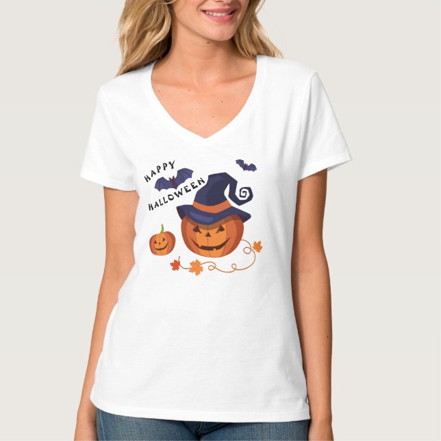 " Calabaza linda" Feliz camiseta de Halloween (Anverso)
