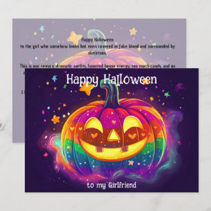 Calabaza luminosa arcoíris 🌈🎃 tarjeta