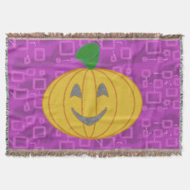 Calabaza moderna en manta morada geométrica