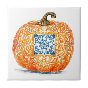 Calabaza naranja azulejo mosaico vintage a granel