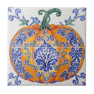 Calabaza naranja azulejo mosaico vintage a granel