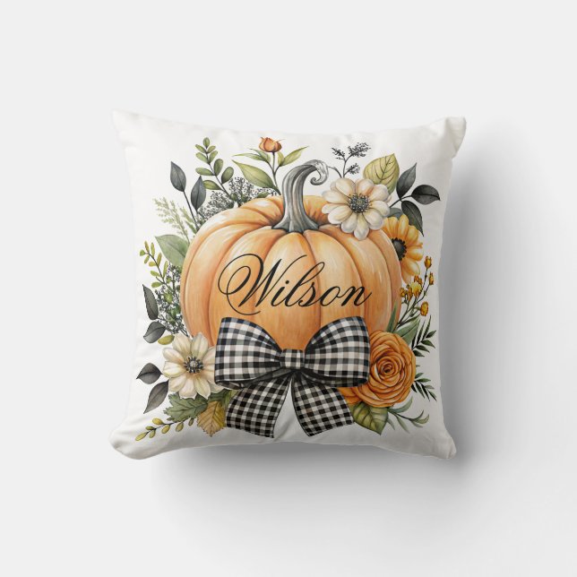Calabaza Naranja de otoño con Cojín decorativo de  (Anverso)