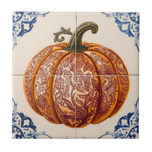 Calabaza naranja mosaico vintage azulejo a granel