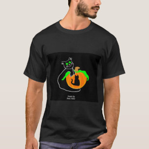 Calabaza negra para gato camiseta básica para homb