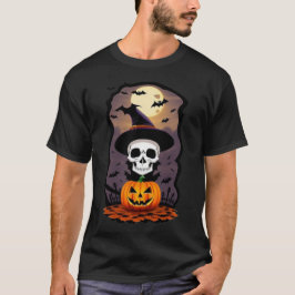 Calabaza orang de cráneo de Halloween Camiseta bás