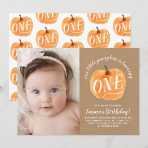 Calabaza otoñal Invitación al primer cumpleaños