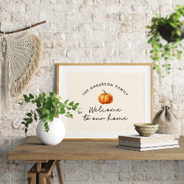 Calabaza otoño bienvenida a nuestra decoración de