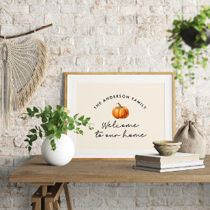 Calabaza otoño bienvenida a nuestra decoración de 