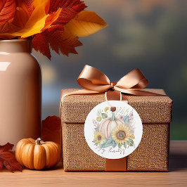 Calabaza pastel y etiqueta de regalo floral boho p