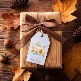 Calabaza pastel y etiqueta de regalo personalizada