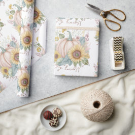 Calabaza pastel y papel de regalo floral boho pers