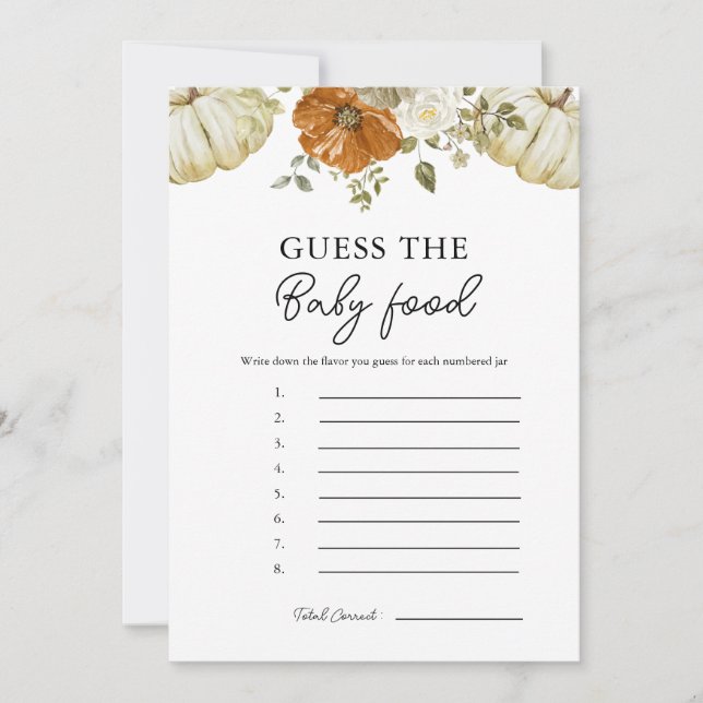 Calabaza pequeña Adivina la tarjeta de juego de co (Anverso)