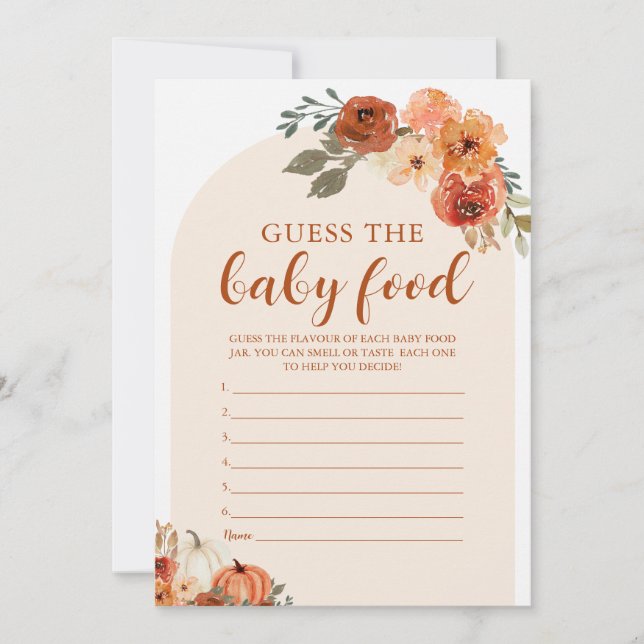 Calabaza pequeña en otoño adivina tarjeta de juego (Anverso)