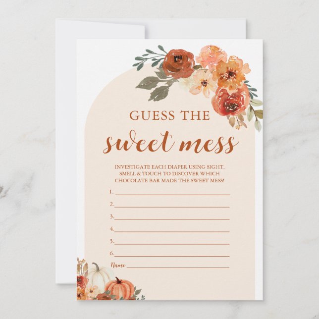 Calabaza pequeña otoño adivina la tarjeta de juego (Anverso)