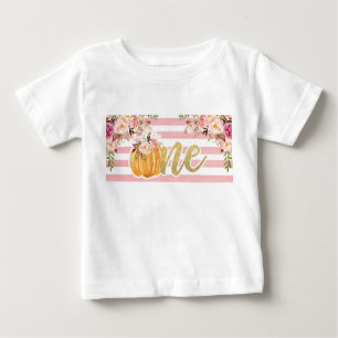 Calabaza primer cumpleaños, camiseta ONE - franjas