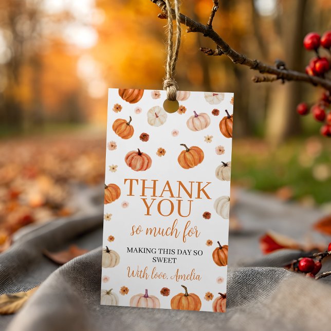 Calabaza Primer Cumpleaños etiqueta de agradecimie (Subido por el creador)