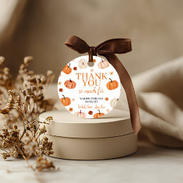 Calabaza Primer Cumpleaños etiqueta de agradecimie