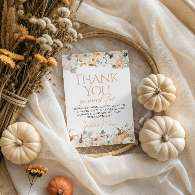 Calabaza Primer Cumpleaños Tarjeta de agradecimien (Subido por el creador)